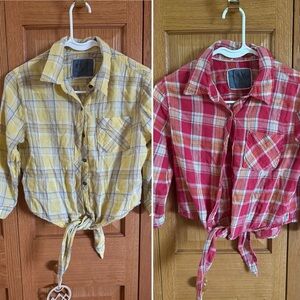 Tie-front Flannel Lot (2) - Size Medium